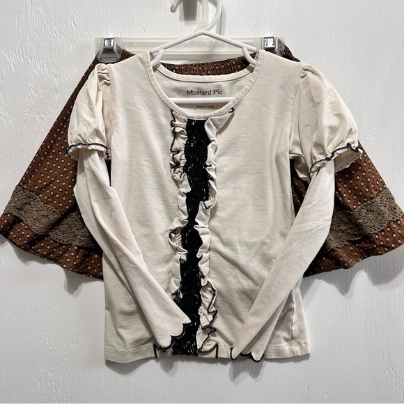 MUSTARD PIE • Girls 4  • Ruffle Victorian Boho Top • Brown Ruffle Swing Skirt - Picture 10 of 12